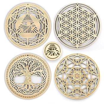 Amazon.co.jp: 5.35インチ 神聖な幾何学のウォールアート 4点